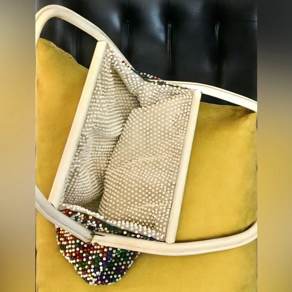 Vintage Rare 1960s Beaded Candy Dot Bag Reversible - Picture 7 of 15